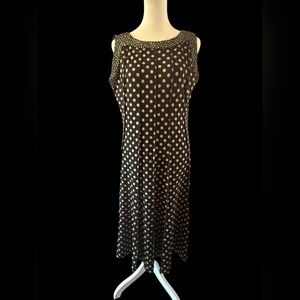 Perceptions Black and White Polka Dot Midi Dress